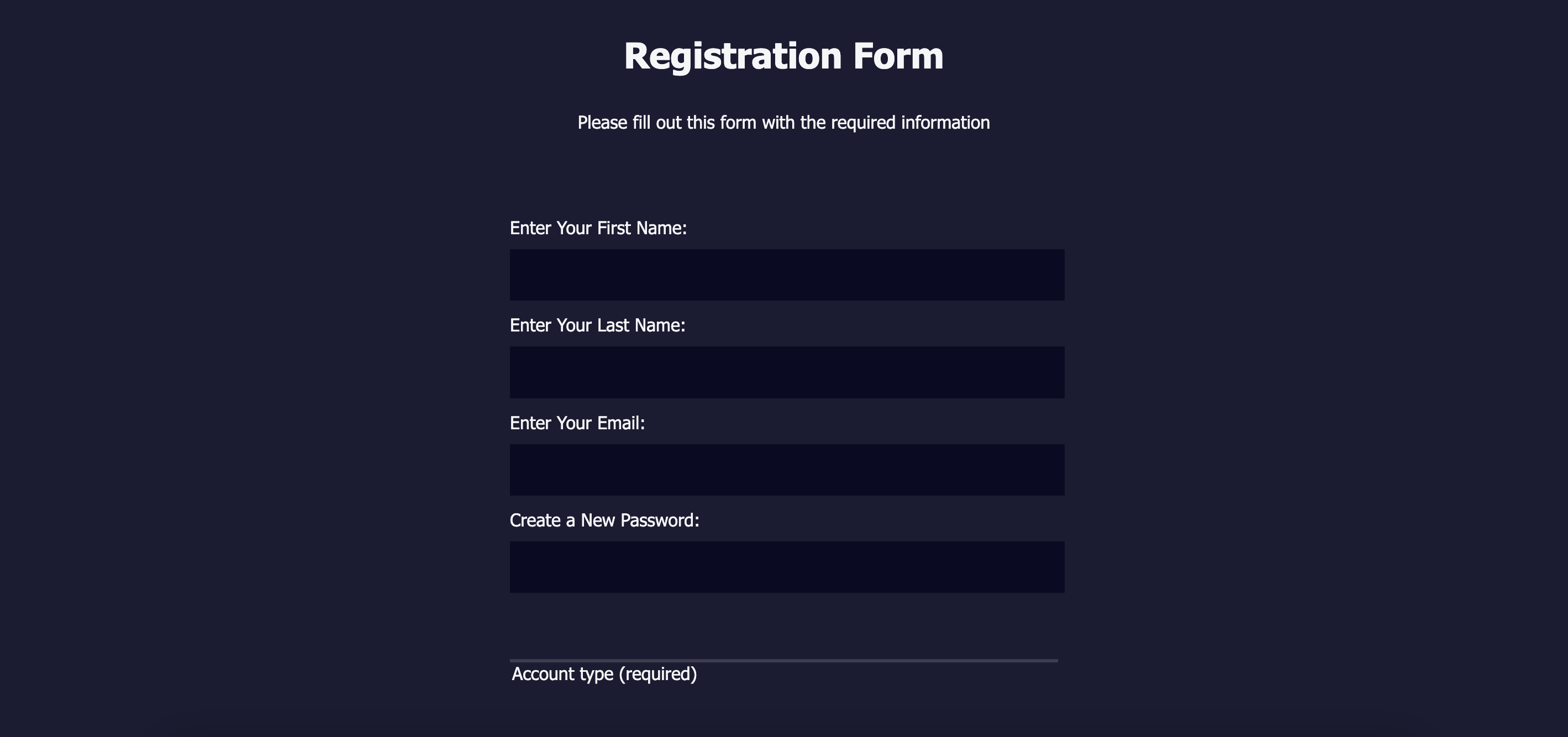 registration form